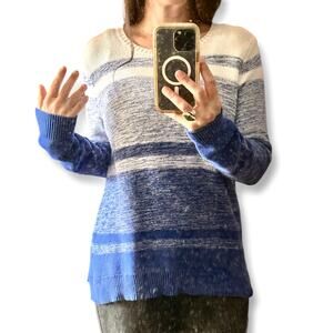 Vintage Liz Claiborne Oversized Slouch Scoop Neck Color Block Cotton Sweater